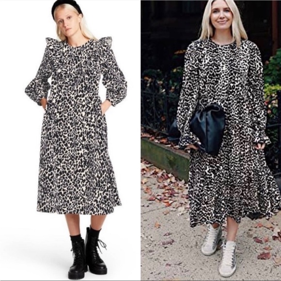SANDY LIANG X Target Leopard Print Ruffled Long Sleeve Dress—SZ. Medium - Picture 5 of 15